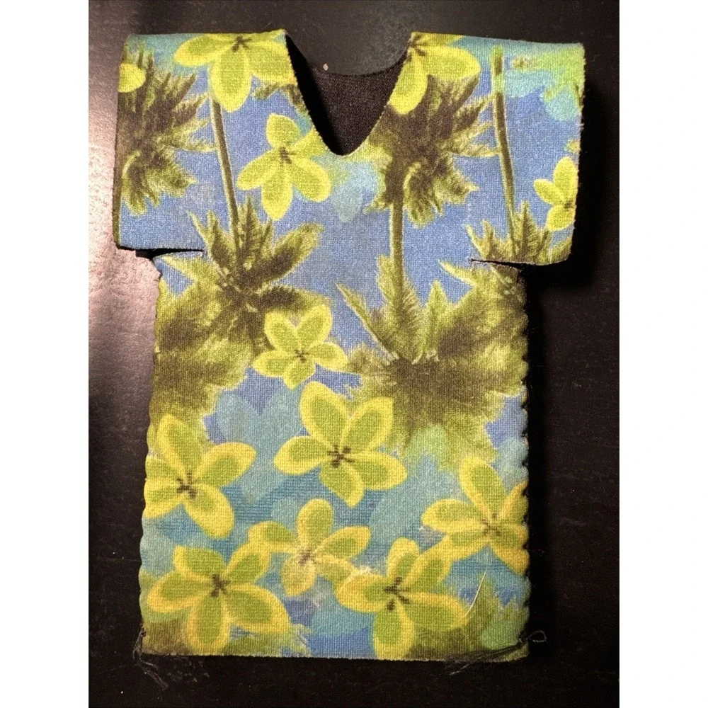 Lot of 3 New Tropical Neoprene Can Koozies Hawaiian Palm Tree Fish Floral